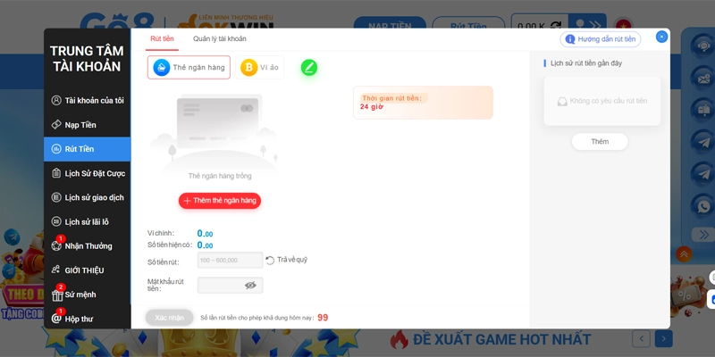 Thông tin chia sẻ về thao tác nạp rút tiền Go8 trực tiếp